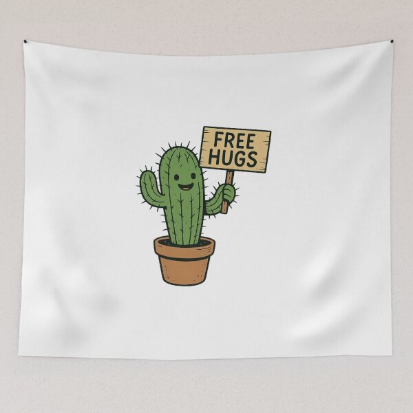 Item preview, "Kawaii Free Hugs Cactus Sticker – Cute Succulent with Spines, Funny Self-Deprecating Plant Lover Gift for Laptop, Water Bottle, or Skateboard" designed and sold by Ulikedigital14.