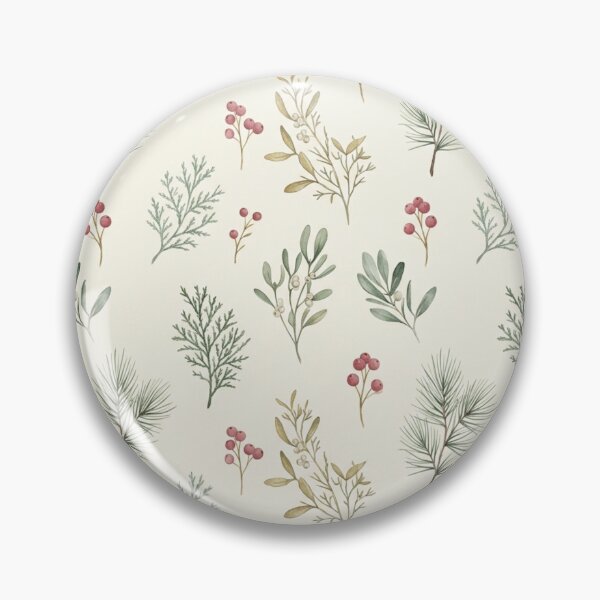 Item preview, Vintage Pine Branch and Winter Berries Floral Pattern designed and sold by weaveandwave.