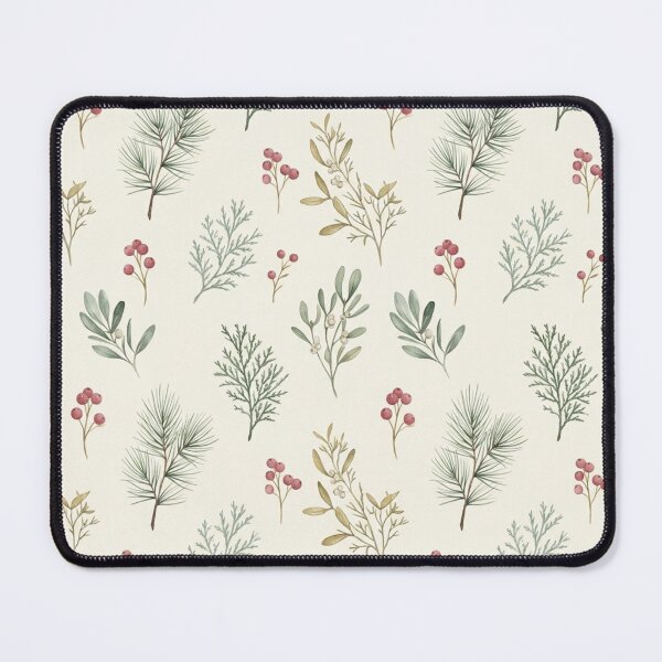 Item preview, Vintage Pine Branch and Winter Berries Floral Pattern designed and sold by weaveandwave.
