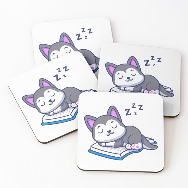 Item preview, Cute Sleeping Husky Puppy On Book Cartoon designed and sold by earthshotr.