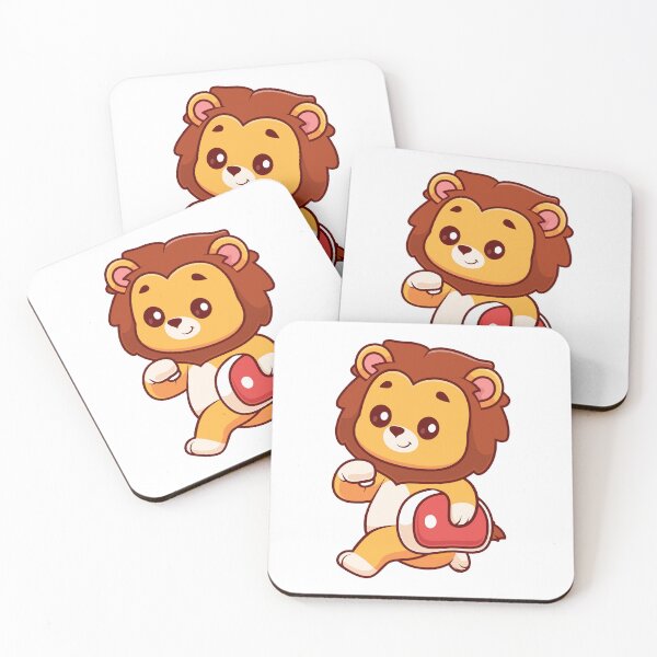 Item preview, Cute Baby Lion Carrying Meat Steak Cartoon designed and sold by earthshotr.