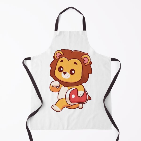 Item preview, Cute Baby Lion Carrying Meat Steak Cartoon designed and sold by earthshotr.
