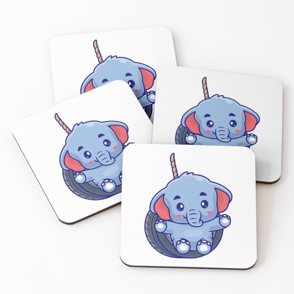 Item preview, Cute Baby Elephant Playing On Tire Swing Cartoon designed and sold by earthshotr.