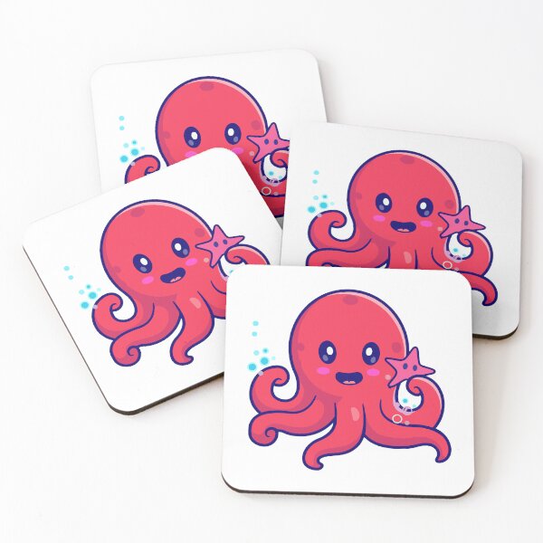 Item preview, Cute Red Octopus Holding Starfish Cartoon designed and sold by earthshotr.