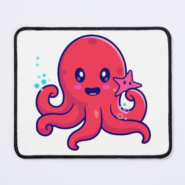 Item preview, Cute Red Octopus Holding Starfish Cartoon designed and sold by earthshotr.