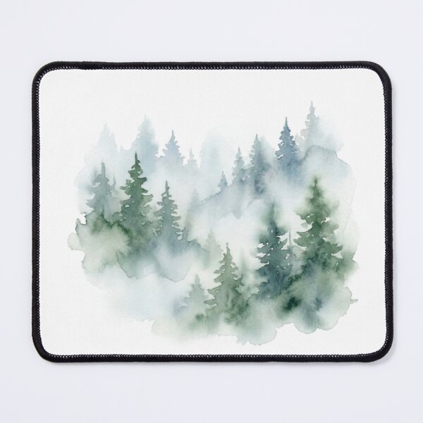 Item preview, Foggy Watercolor Pine Forest Landscape designed and sold by Opal Aura .