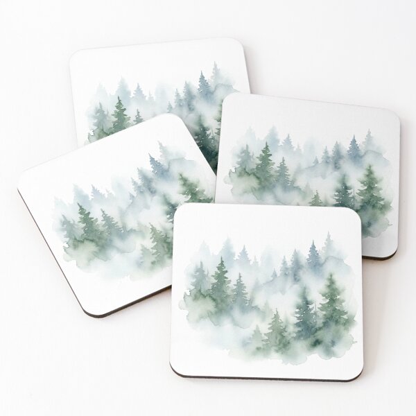 Item preview, Foggy Watercolor Pine Forest Landscape designed and sold by Opal Aura .