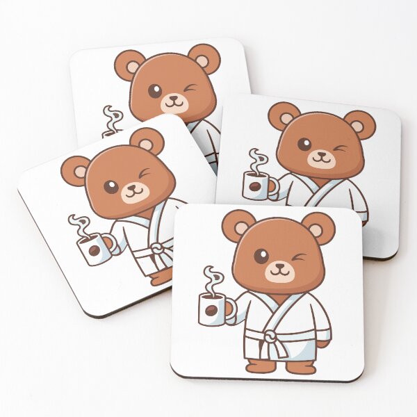 Item preview, Cute Morning Bear In Bathrobe Drinking Coffee Cartoon designed and sold by earthshotr.
