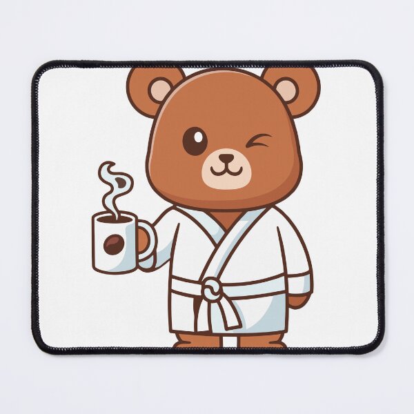 Item preview, Cute Morning Bear In Bathrobe Drinking Coffee Cartoon designed and sold by earthshotr.