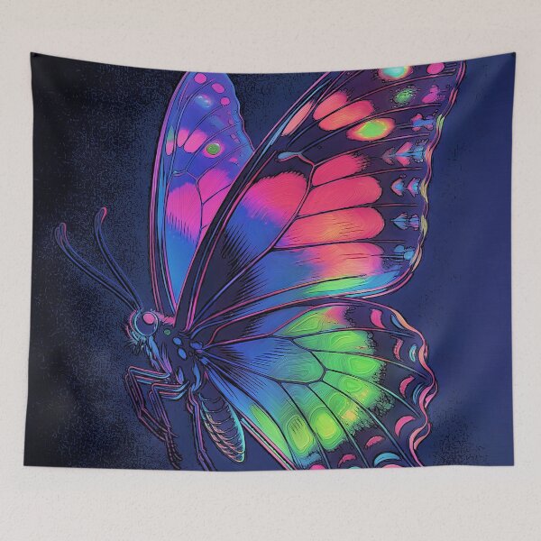 Item preview, Neon Psychedelic Butterfly Glowing Illustration designed and sold by Hen-C-Art.