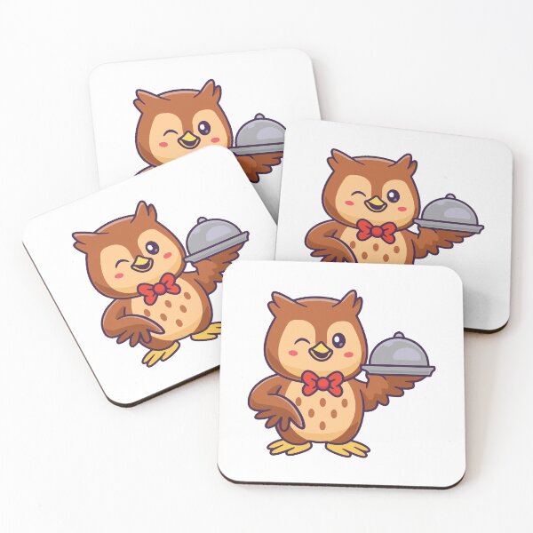 Item preview, Cute Owl Waiter Serving Food Cartoon Illustration designed and sold by earthshotr.