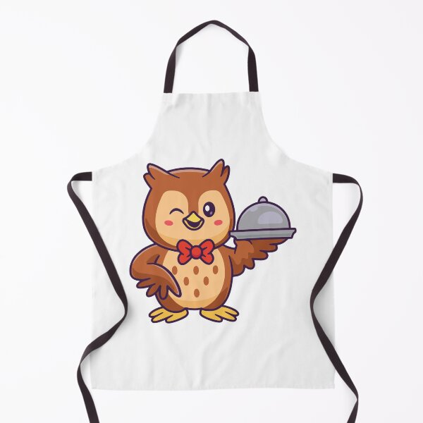 Item preview, Cute Owl Waiter Serving Food Cartoon Illustration designed and sold by earthshotr.