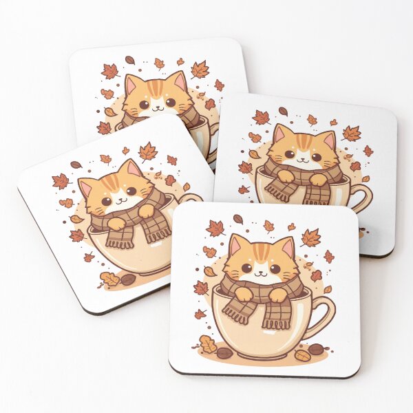 Item preview, Cozy Coffee Cat Autumn Vibes Cute Kawaii Cat Lover Design designed and sold by kmf1313.