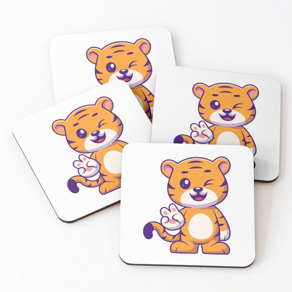 Item preview, Cute Winking Tiger Giving Peace Sign Cartoon designed and sold by earthshotr.