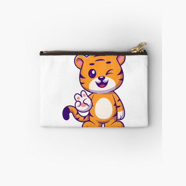 Item preview, Cute Winking Tiger Giving Peace Sign Cartoon designed and sold by earthshotr.