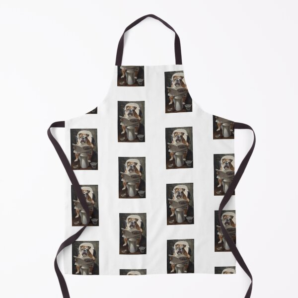 Item preview, Bulldog Reading Newspaper on Toilet Funny Art designed and sold by StranHabesre51.