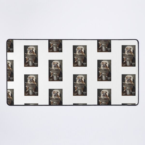 Item preview, Bulldog Reading Newspaper on Toilet Funny Art designed and sold by StranHabesre51.