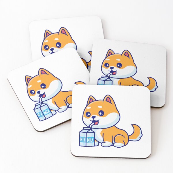 Item preview, Cute Shiba Inu Puppy Drinking Milk Carton Cartoon designed and sold by earthshotr.