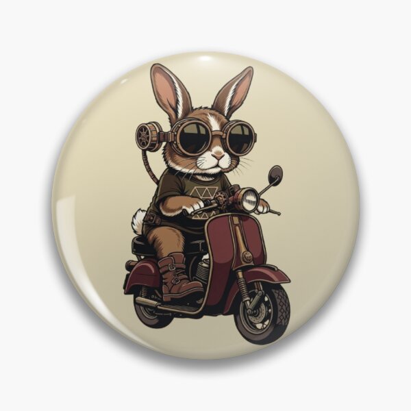 Item preview, Steampunk Rabbit Rider – Retro Motorcycle Design designed and sold by Dogandesighn.