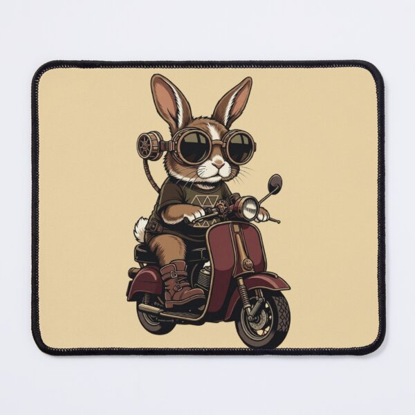 Item preview, Steampunk Rabbit Rider – Retro Motorcycle Design designed and sold by Dogandesighn.