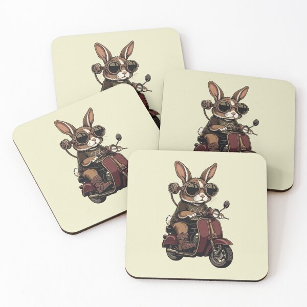 Item preview, Steampunk Rabbit Rider – Retro Motorcycle Design designed and sold by Dogandesighn.