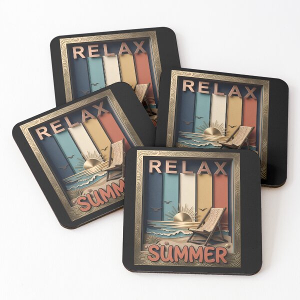 Item preview, 3D Papercut Relax Summer Beach Sunset Art with Golden Frame designed and sold by TheNovaGraphix.
