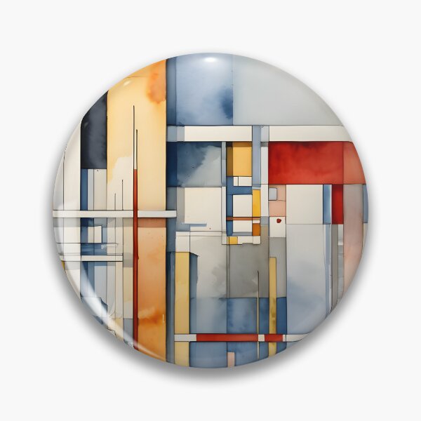Item preview, Geometric Bauhaus Watercolor | Abstract De Stijl Grid Pattern | Modern Mid-Century Block Art designed and sold by SergioMiklos.