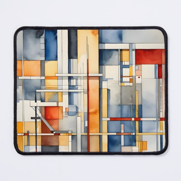 Item preview, Geometric Bauhaus Watercolor | Abstract De Stijl Grid Pattern | Modern Mid-Century Block Art designed and sold by SergioMiklos.