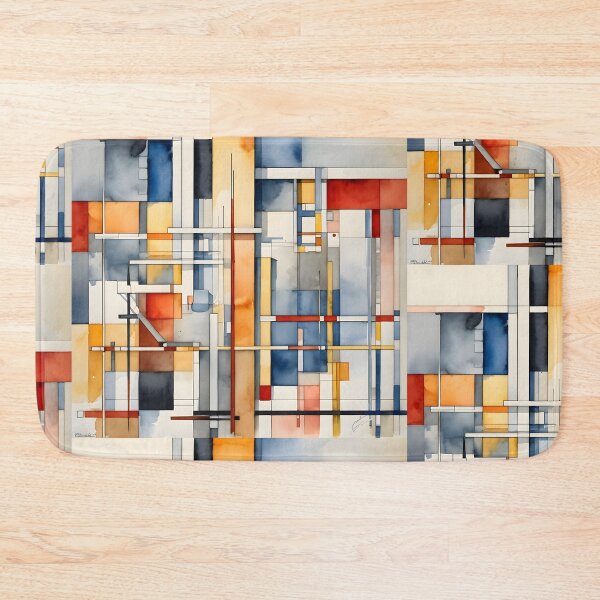 Item preview, Geometric Bauhaus Watercolor | Abstract De Stijl Grid Pattern | Modern Mid-Century Block Art designed and sold by SergioMiklos.