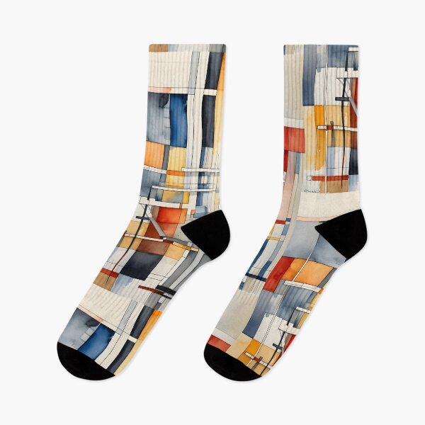 Item preview, Geometric Bauhaus Watercolor | Abstract De Stijl Grid Pattern | Modern Mid-Century Block Art designed and sold by SergioMiklos.