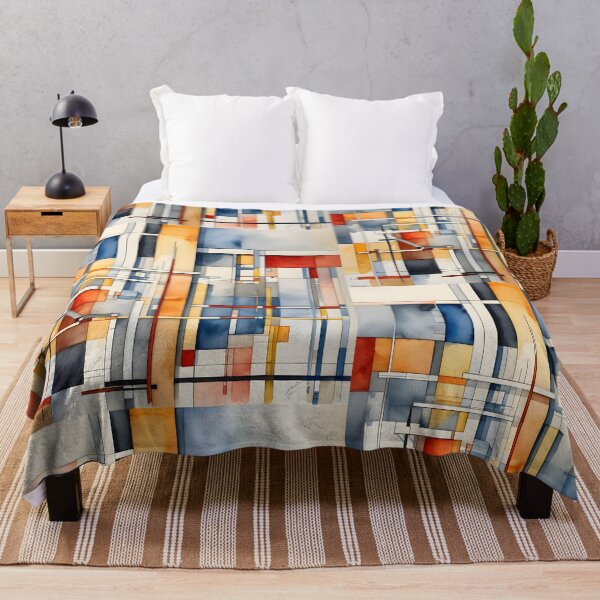 Item preview, Geometric Bauhaus Watercolor | Abstract De Stijl Grid Pattern | Modern Mid-Century Block Art designed and sold by SergioMiklos.