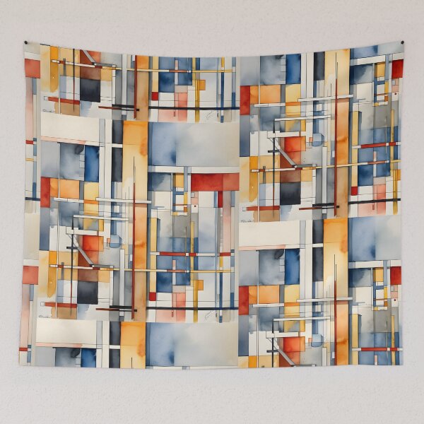 Item preview, Geometric Bauhaus Watercolor | Abstract De Stijl Grid Pattern | Modern Mid-Century Block Art designed and sold by SergioMiklos.