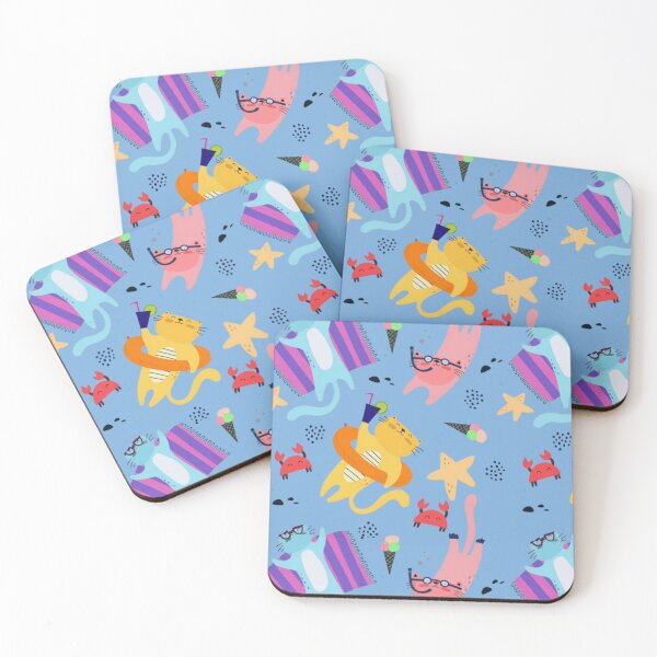 Item preview, Cute Summer Cats Pattern - Kawaii Beach Cat Cartoon Aesthetic designed and sold by Rangmanch.