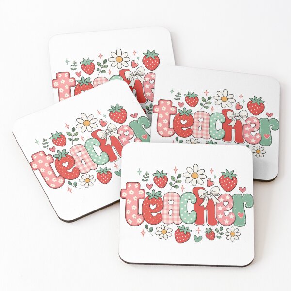 Item preview, Cute Teacher Strawberry Coquette Bow Retro Typography designed and sold by KervinArDe.