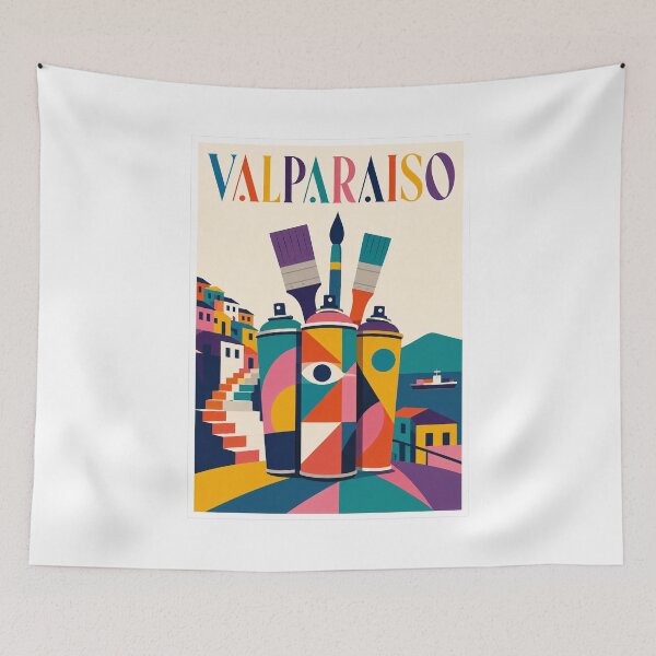 Item preview, Valparaíso Street Art Spray Cans Travel Poster designed and sold by Beyond Destinations.