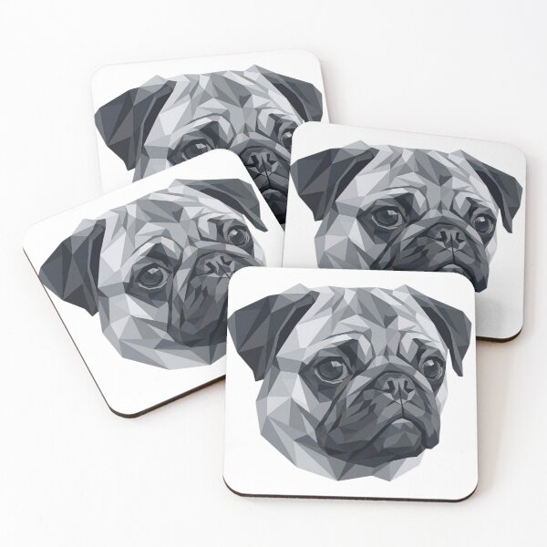 Item preview, Geometric Black and Grey Pug Low Poly Art designed and sold by ziblod.