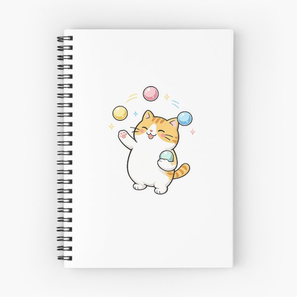 Item preview, Cute Orange Cat Juggling Colorful Balls Kawaii Circus Kitten Illustration designed and sold by NoopnyangStudio.