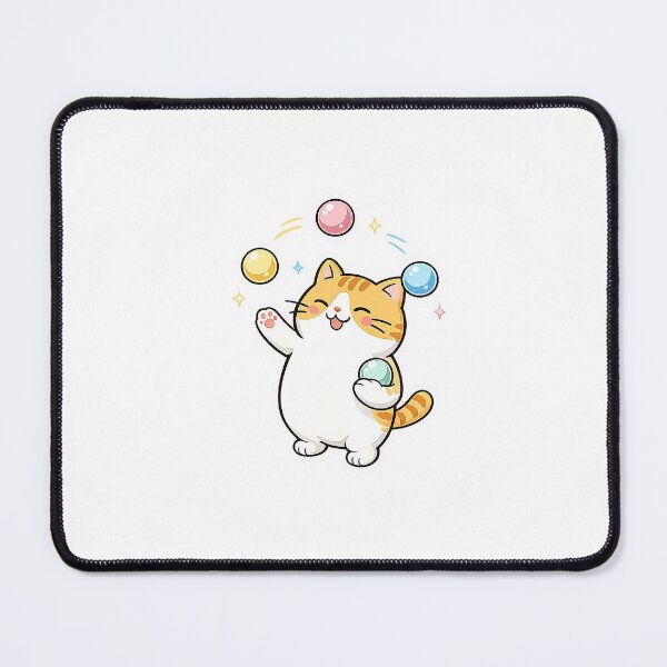 Item preview, Cute Orange Cat Juggling Colorful Balls Kawaii Circus Kitten Illustration designed and sold by NoopnyangStudio.