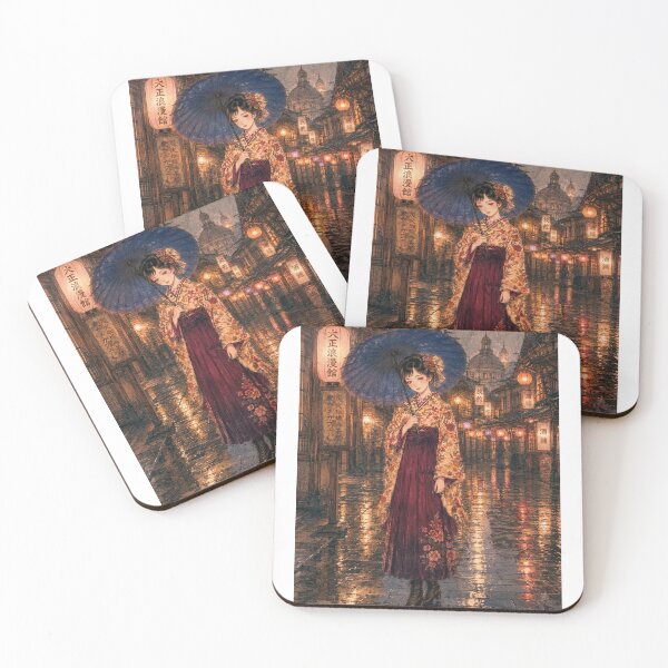 Item preview, Rainy Night in Taisho Japan – Lantern Light & Umbrella Girl designed and sold by Astral Japan.