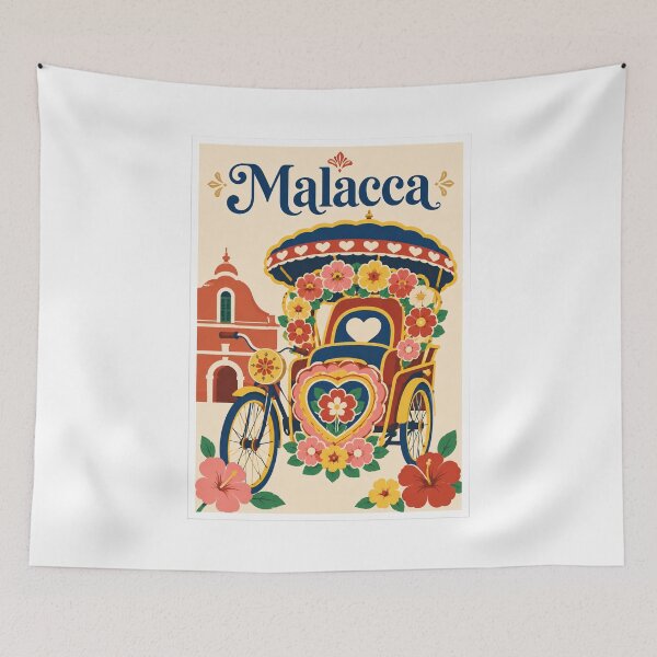 Item preview, Malacca Colorful Trishaw Flowers Travel Poster designed and sold by Beyond Destinations.