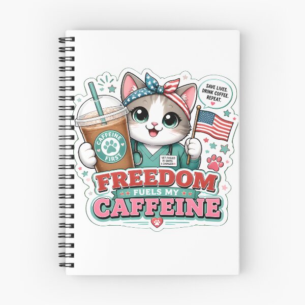 Item preview, La libertad alimenta mi cafeína: gato veterinario patriota del 4 de julio designed and sold by Bettybee00.