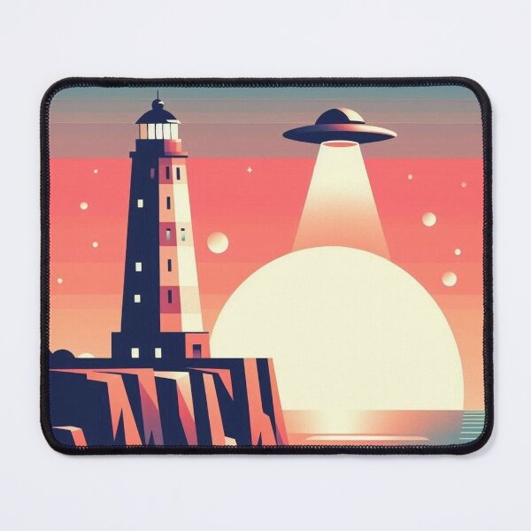 Item preview, Lighthouse Encounter – Surreal UFO Coast Design designed and sold by Dogandesighn.
