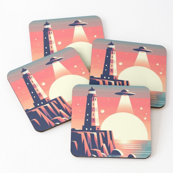Item preview, Lighthouse Encounter – Surreal UFO Coast Design designed and sold by Dogandesighn.
