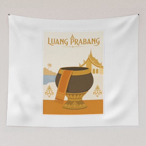 Item preview, Luang Prabang Alms Bowl Laos Travel Poster designed and sold by Beyond Destinations.