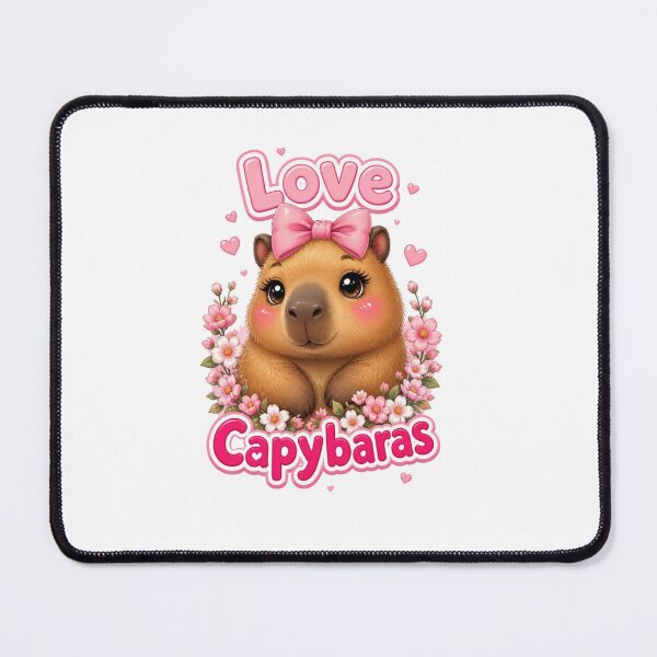 Item preview, Love Capybaras Kawaii Cute Capybara Pink Bow Floral Gift designed and sold by HOODYBUDSTYLES.