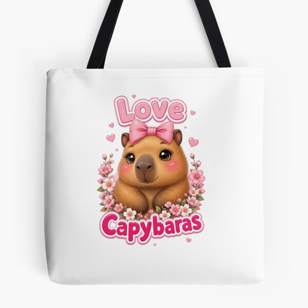 Item preview, Love Capybaras Kawaii Cute Capybara Pink Bow Floral Gift designed and sold by HOODYBUDSTYLES.