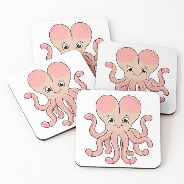 Item preview, Cute Kawaii Heart Head Pink Octopus designed and sold by seven things shop.