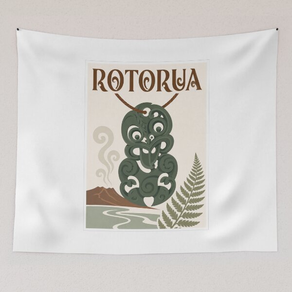 Item preview, Rotorua Maori Hei-Tiki Geothermal Travel Poster designed and sold by Beyond Destinations.