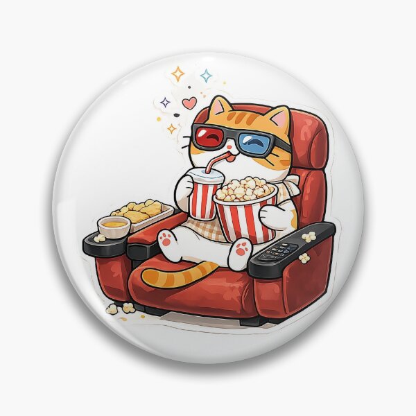 Item preview, Cute Orange Cat Watching 3D Movie Kawaii Cinema Popcorn Illustration designed and sold by NoopnyangStudio.