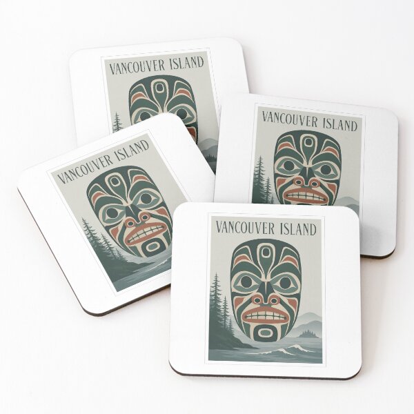 Item preview, Vancouver Island Indigenous Mask Travel Poster designed and sold by Beyond Destinations.